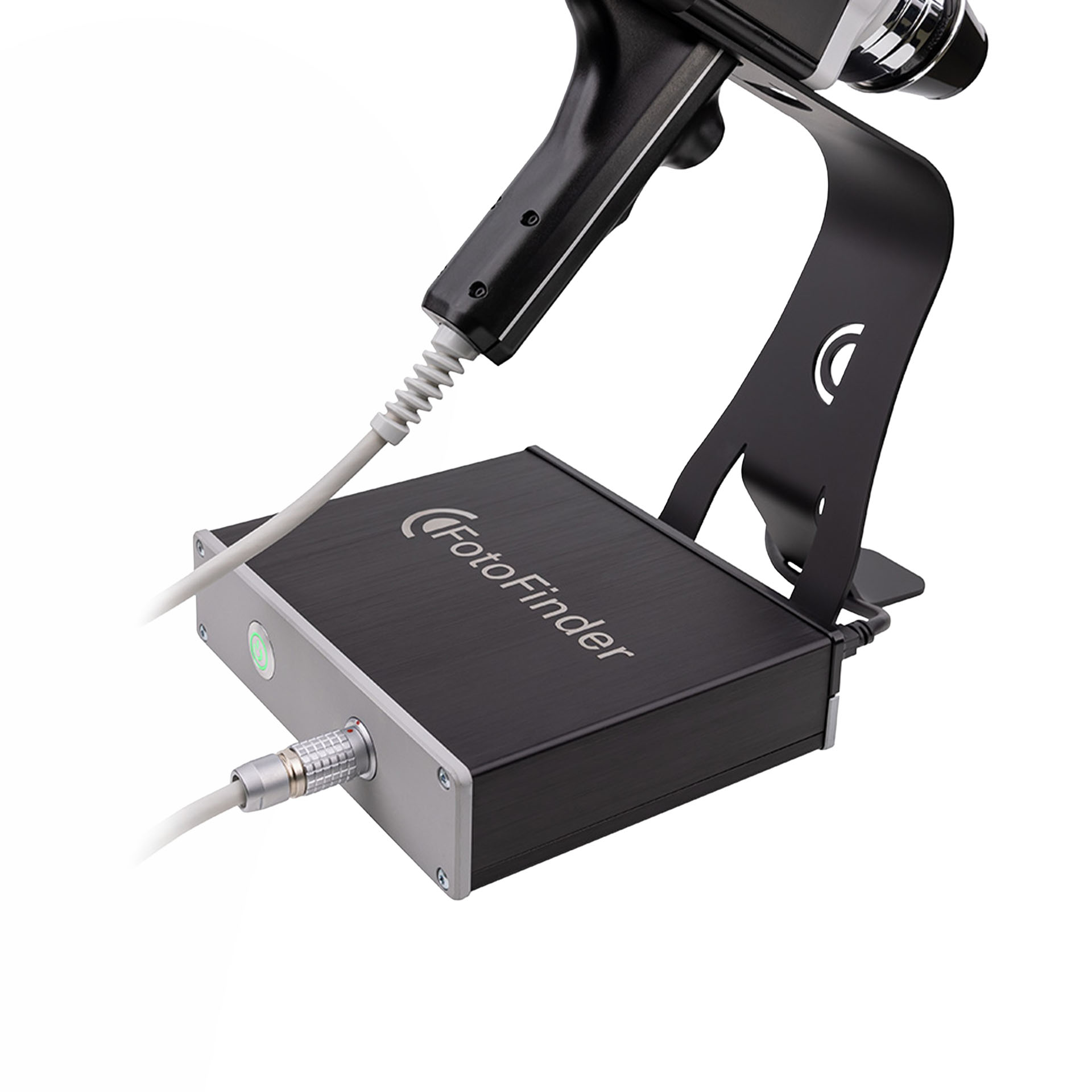 FotoFinder medicam Handgerät in Dockingstation mit Kabeln