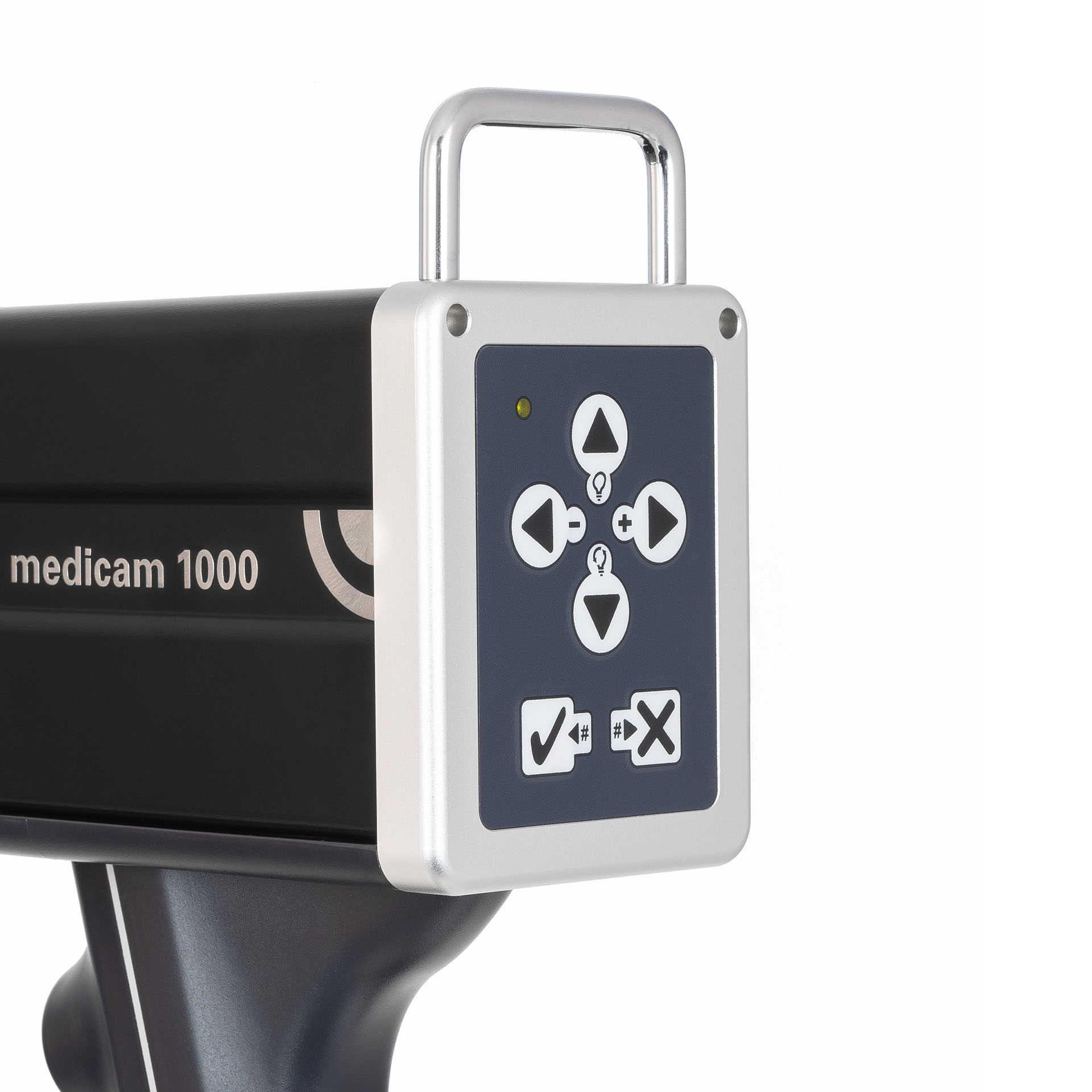 Detailansicht der Steuerungseinheit auf der Rückseite der medicam Kamera