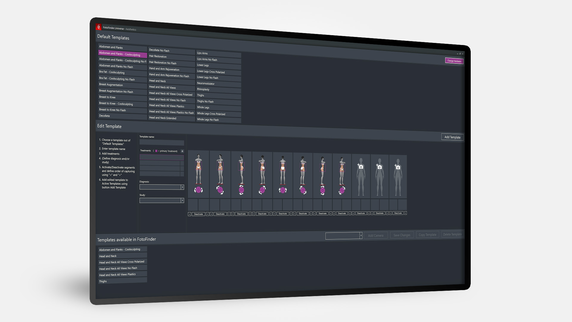 Bildschirm mit Template Manager